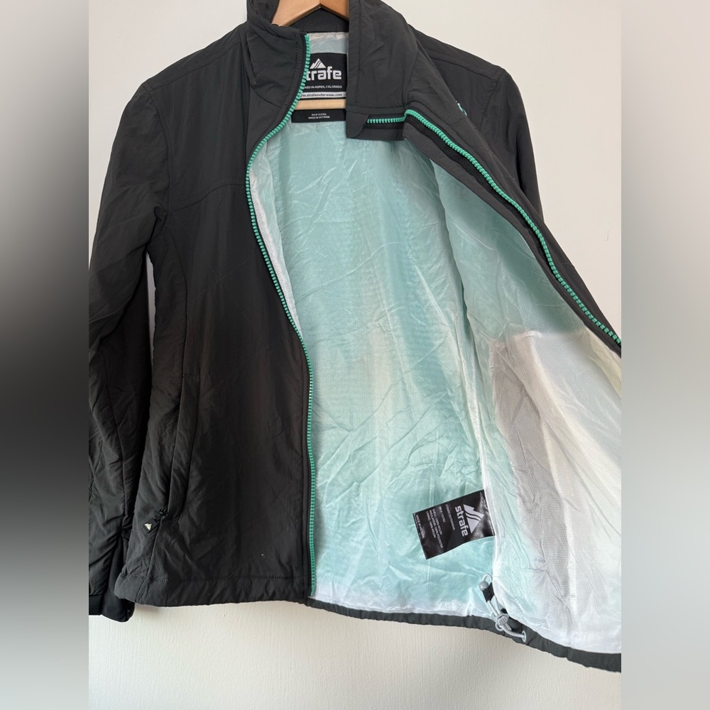 Strafe Women’s Lightweight Jacket Zip Front Base Layer Gray Aqua Blue Size XS - Picture 9 of 11